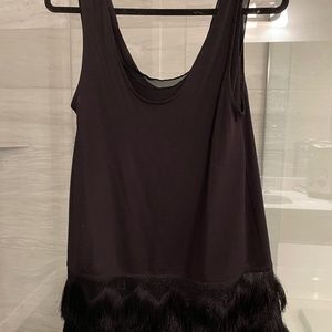 Black flapper fringe skirt set